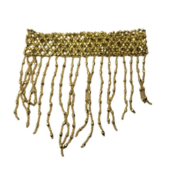 Gold Tassel Choker Necklace & Arm Wrist Jewelry Accessory Halloween Costume NEW - Picture 7 of 14